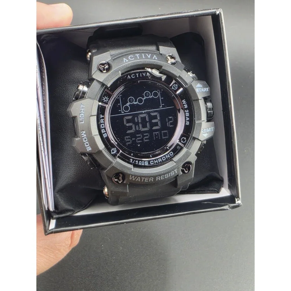Activa Men's Sport Quartz Digital Watch Water Resistant Countdown Alarm Light
